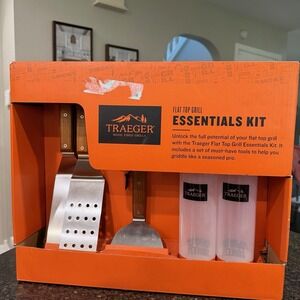 Traeger Flat Top Grill Essentials Kit BBQ Tool Set Spatula Scraper Bottles